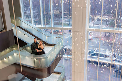 couple on the tryon park stairs