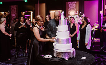 Bride & Groom cutting cake